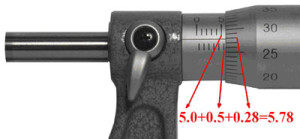 A typical micrometer screw gauge